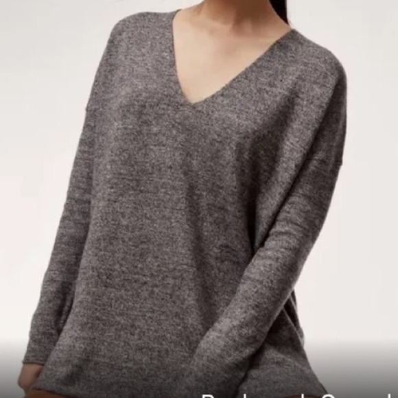 Aritzia  Babaton wool linen blend V neck eclectic grandpa slouchy sweater - Picture 2 of 13